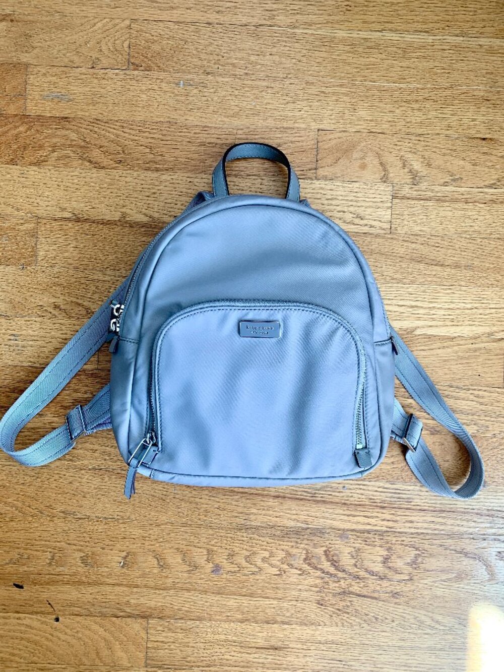 Like New Kate Spade Grey/Taupe Small Backpack, Silver Hardware